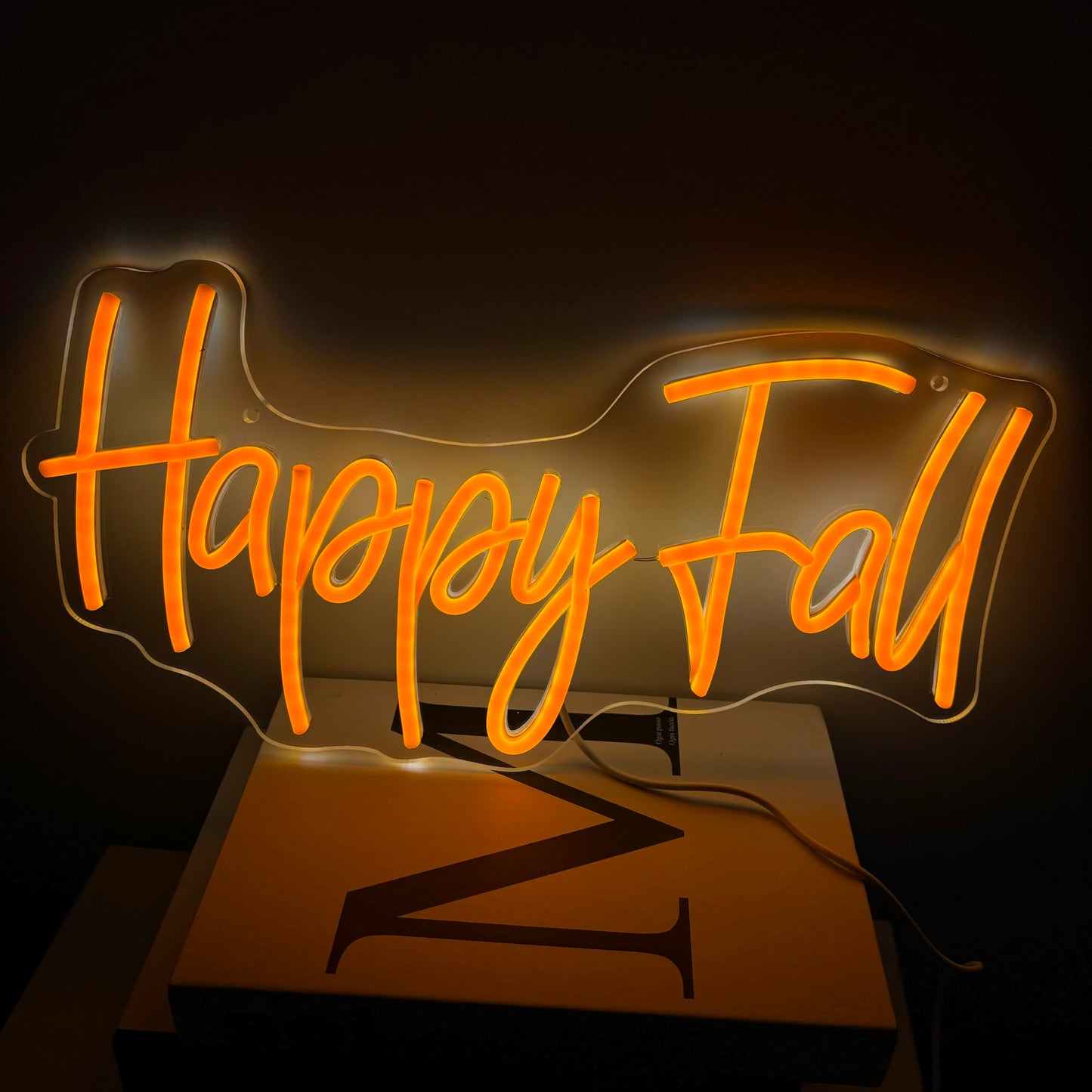 Happy Fall Neon Sign Light Decorative Led Wall Art Night Lamp With Dimmable Switch And Hanging Chain For Autumn Thanksgiving Fireplace Outdoor Garden Door Desktop Hanging Ornaments