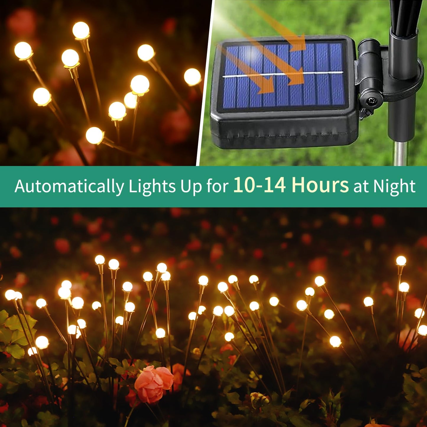 Vignuto Solar Lights Outdoor Waterproof, 16LED, 2 Packs, Warm White, Plastic, Model Vignuto-01
