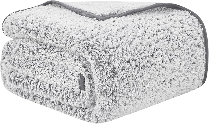 EMME Fuzzy Blanket Soft Fleece Throw Blankets for Women, Fluffy Sherpa Throws(Plush Grey,108"x90")