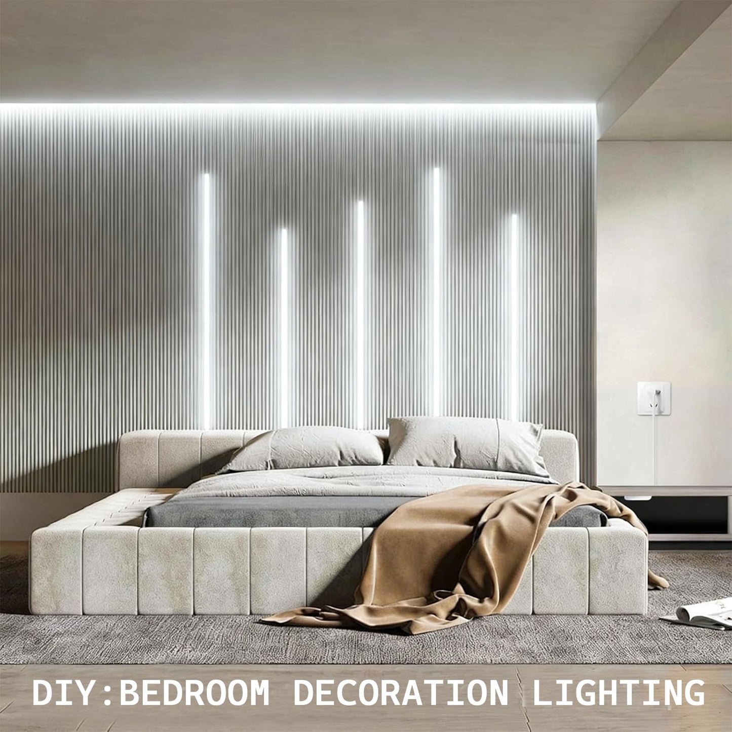 Chnmalitai Under Cabinet Led Lighting Kit  6 Pcs 6500K White Led Strip Lights Penetrable Wood Touch Dimmable Cob Led Strip With 60W Adapter For Kitchen Cabinet Counter Shelf Tv Back Showcase