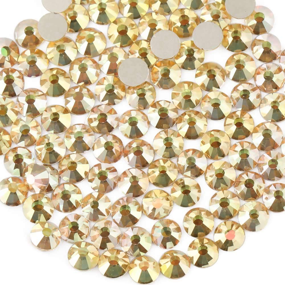 Beadsland 2880pcs Flat Back Crystal Rhinestones Round Gems for Nail Art and Craft Glue Fix,Metal Sunlight,SS10,2.7-2.9mm