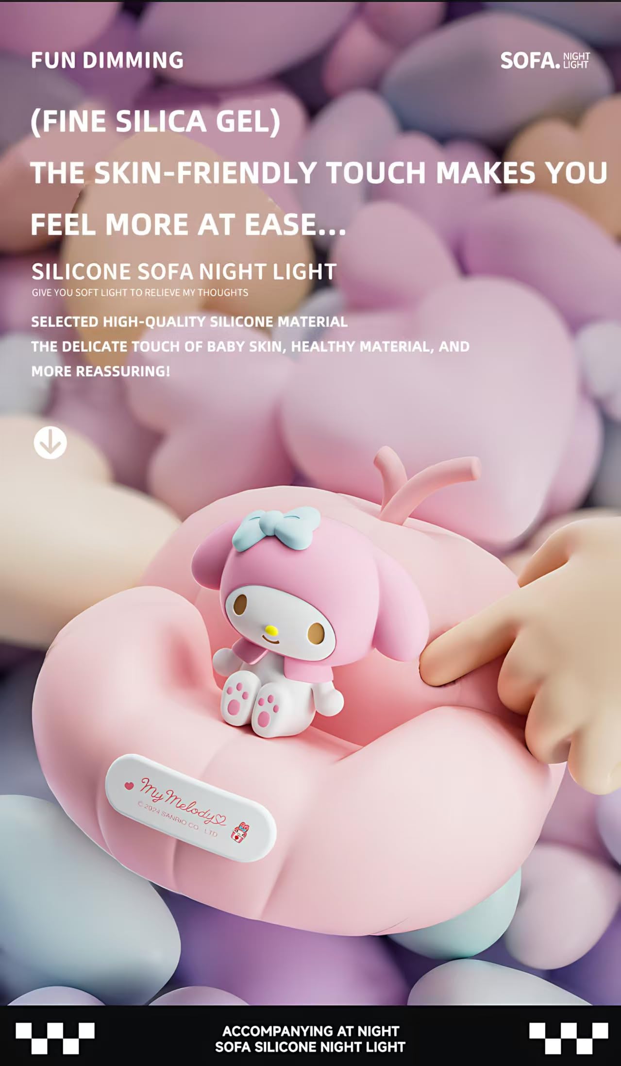 Leuaxmy Cute Melody Night Light  Cartoon Dimmable Sili Cone Children S Night Light  Long Battery Life  Rechargeable Melody Light  Toddler Night Light  Gift For Boys And Girls (Pink Melted)
