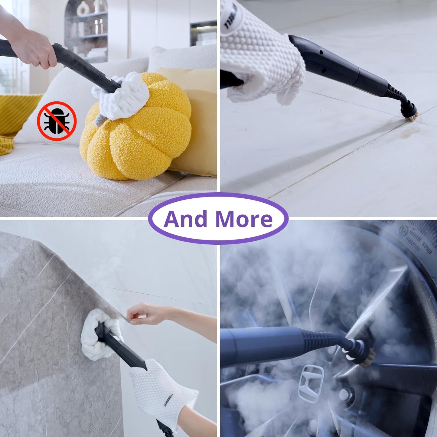 awasky Steam Cleaner 1650W, 50-Sec Heat-Up, 21-Piece Kit, Detachable Hose, Black, Model GB-160STEAM, Ideal for Home & Car