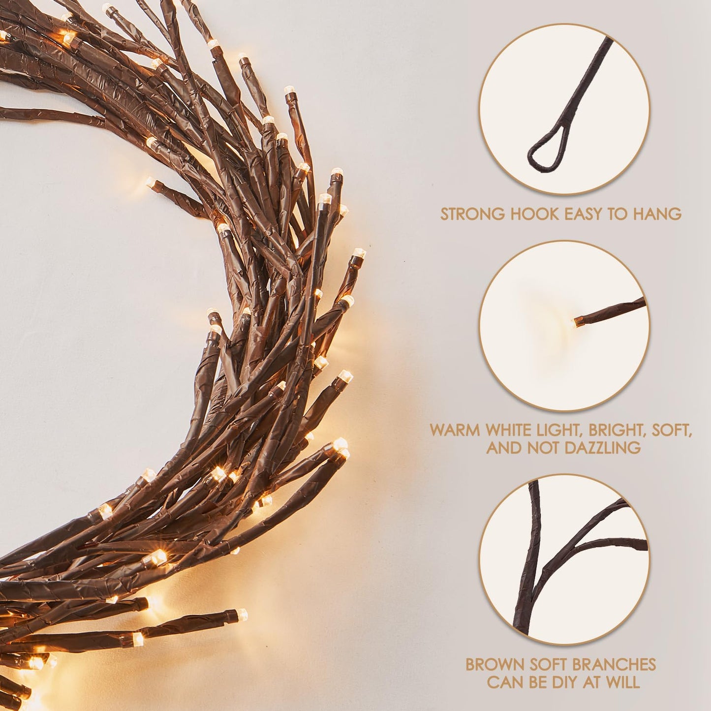 Bexdir Enchanted Willow Vine Lights 9.3Ft 160Led  Vines For Home Decor Lighted Tree For Walls In 8 Modes & Timer  Branches Lights For Halloween Christmas Holiday Decor Indoor With Timer