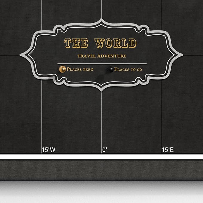 Canvas World Map with Cork Pin Board - English Lettering - Decorative Wall Decoration for All Rooms - Canvas Pictures with World Map Motif (120x80 cm, Pattern 6)