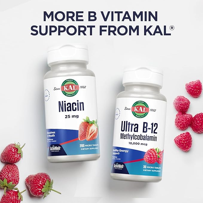 KAL Vitamin B12 Methylcobalamin 1000mcg, Healthy Energy, Metabolism, Nerve & Red Blood Cell Support,* Fast Dissolve ActivMelt, Optimal Absorption, Natural Raspberry Flavor, 90 Servings, 90 Micro Tabs