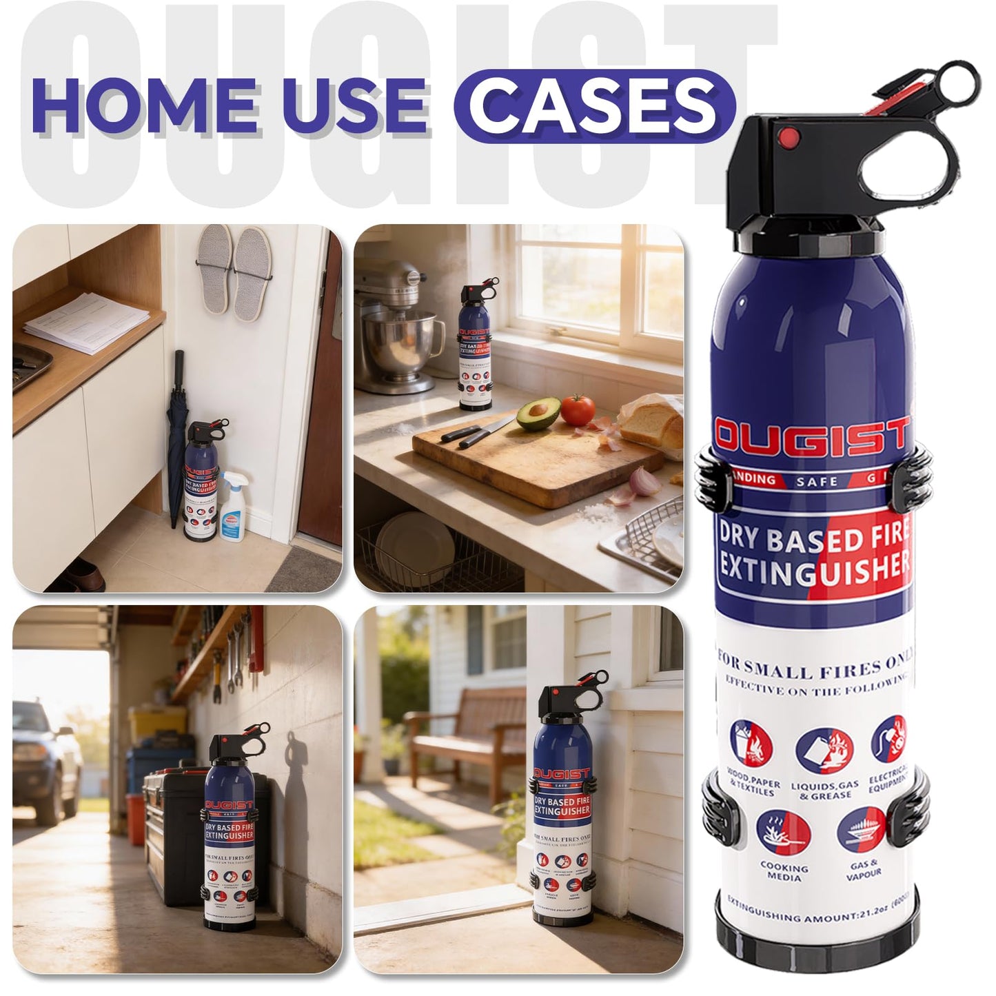Fire Extinguisher for Home & Vehicle - Compact Fire Extinguisher | Grease & Electrical Fire Extinguisher for Kitchen, Car, Office,Portable (6-Pack, 1.32lb Each)