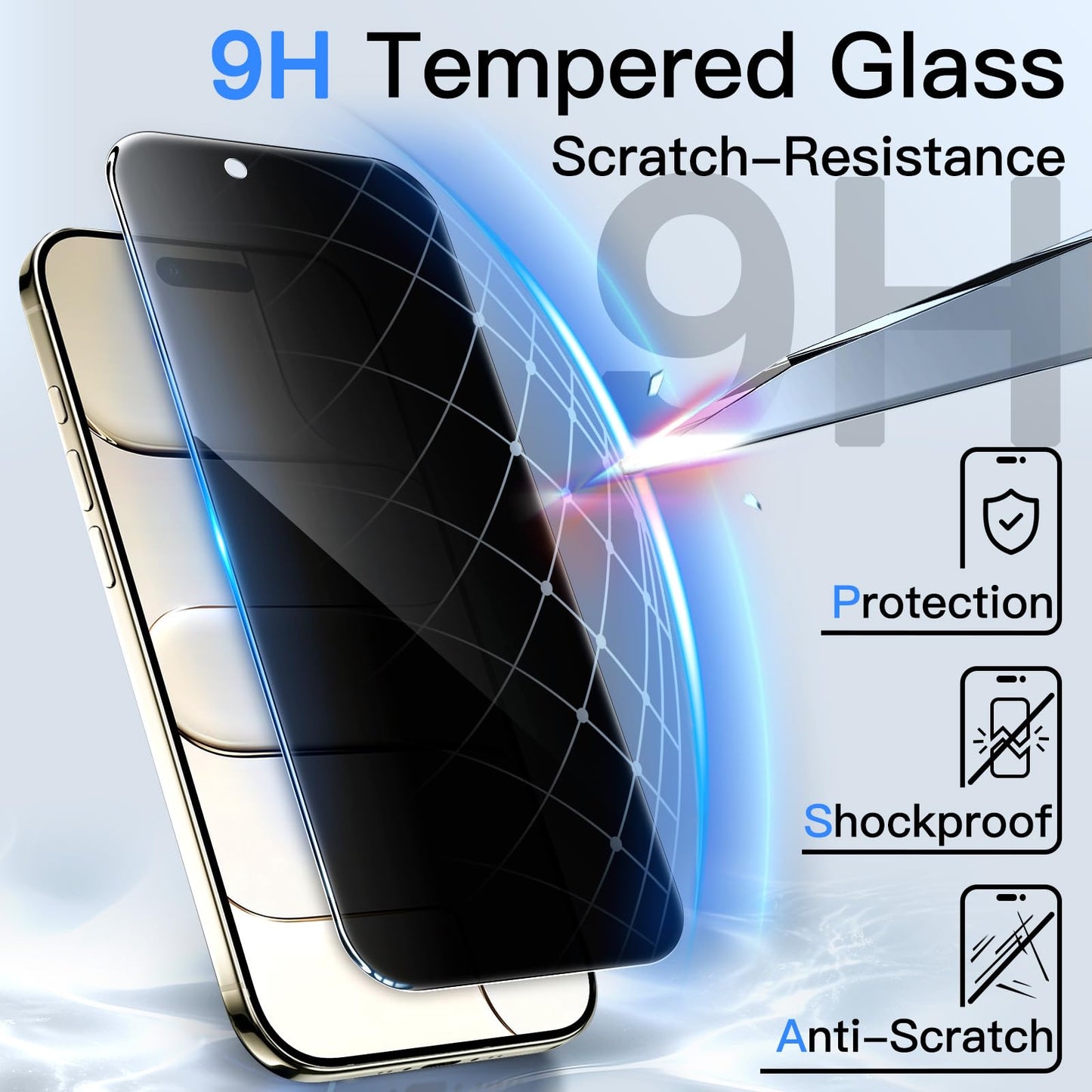 Jetech Privacy Screen Protector For Iphone 17 Air, Anti-Spy Tempered Glass Film With Easy Installation Tool, 6.5-Inch Display, 2