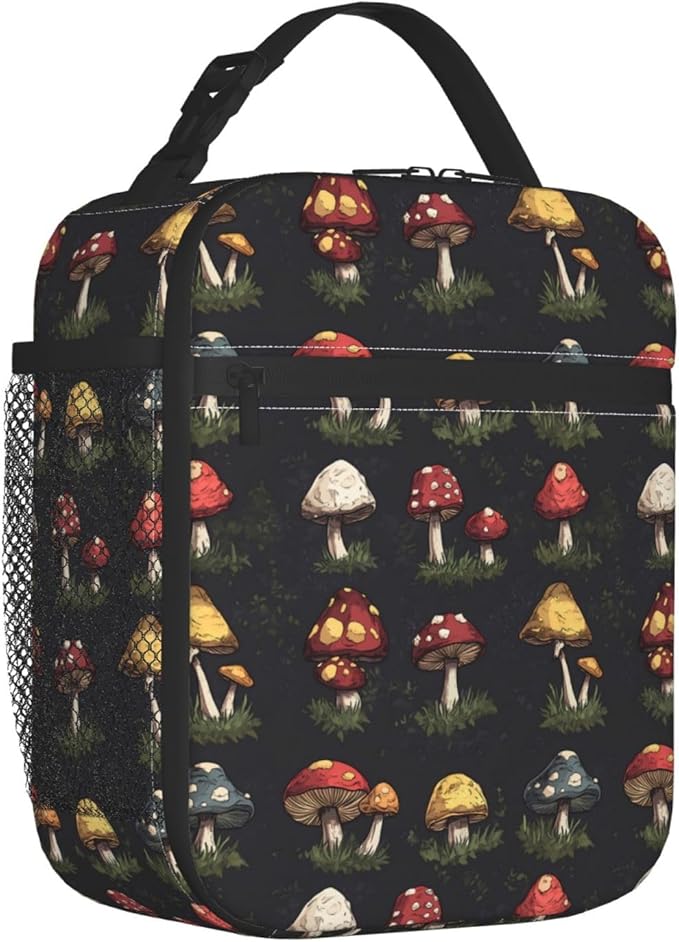 Mushroom Lunch Box Insulated Lunch Bag for kids Girls Boys,Reusable Lunch Box Containers for Women Men,Durable Cooler Tote Bag Lunchbox for Office/School/Picnic