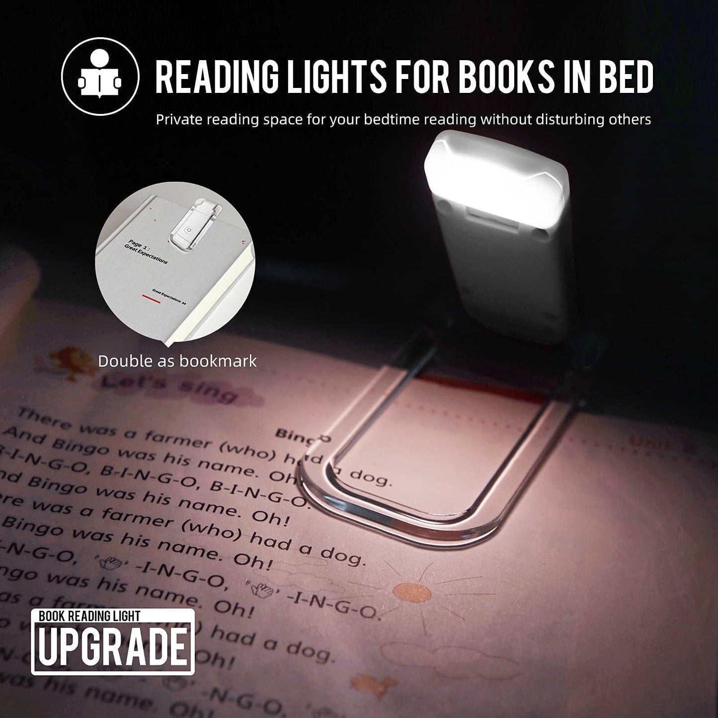 Egwaser Portable Usb Rechargeable Led Book Reading Light - 3 Brightness Levels, Eye-Protection, White
