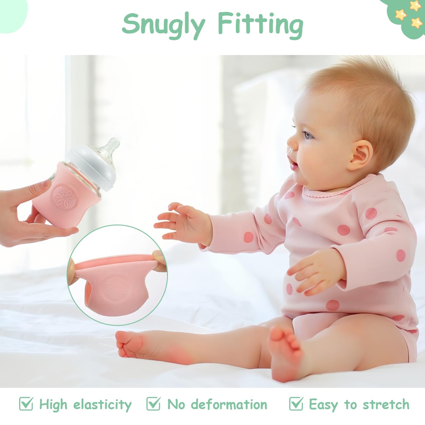 4 Pack Silicone Sleeves for Philips Avent Glass Bottle 4 oz, Anti Breakage Baby Bottle Holder, Compatible Philips Avent Glass Natural Baby Bottle 4 oz, Anti-Scald, BPA Free