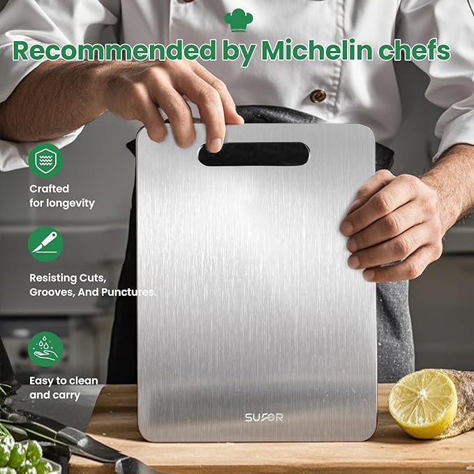 2 Pack Titanium Cutting Board - 100% Pure Titanium Cutting Boards For Kitche,Easy to clean, Double-sided food-grade Cutting Board For Cutting Meats, Fruits And Vegetables,15 * 11