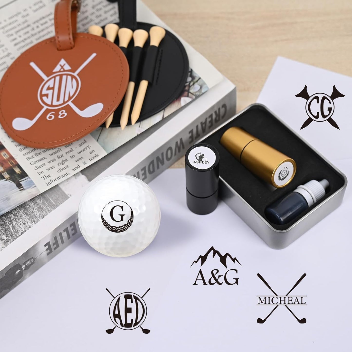 Personalized Golf Ball Stamp with Metal Case, Custom Golf Ball Stamp, Reusable Waterproof Golf Ball Marking, Gifts for Golfers, Husband, Dad, Golf Accessories Birthday