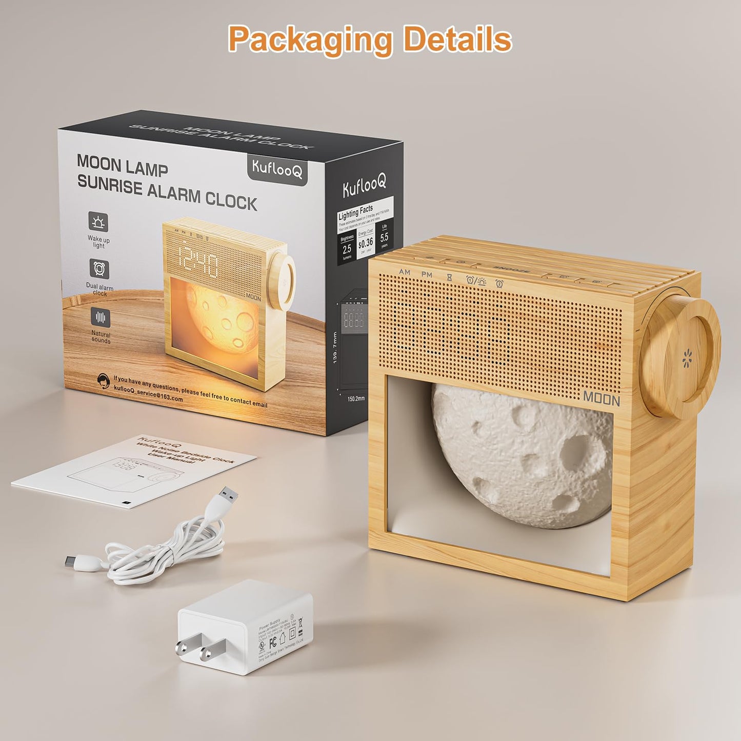 Sound Machine Sunrise Alarm Clock & Gentle Wake-Up Light, 20 Natural White Noise Sound Machine for Sleeping, Dual Alarms, Snooze, Timer, Dimmable Moon Lamp for Bedroom Bedside, Better Sleep Gifts