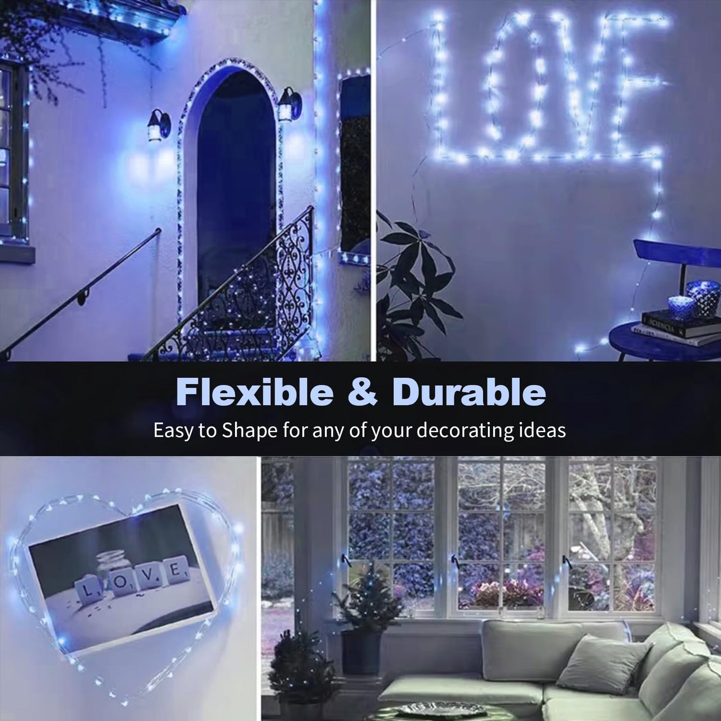 20 Pack Led Fairy Lights Battery Operated 3 Features Blinking Slowly Blinking & Just On 7Ft 20 Led Waterproof Mini Twinkle String Lights For Wedding Mason Jars Party Christmas Decorations Blue