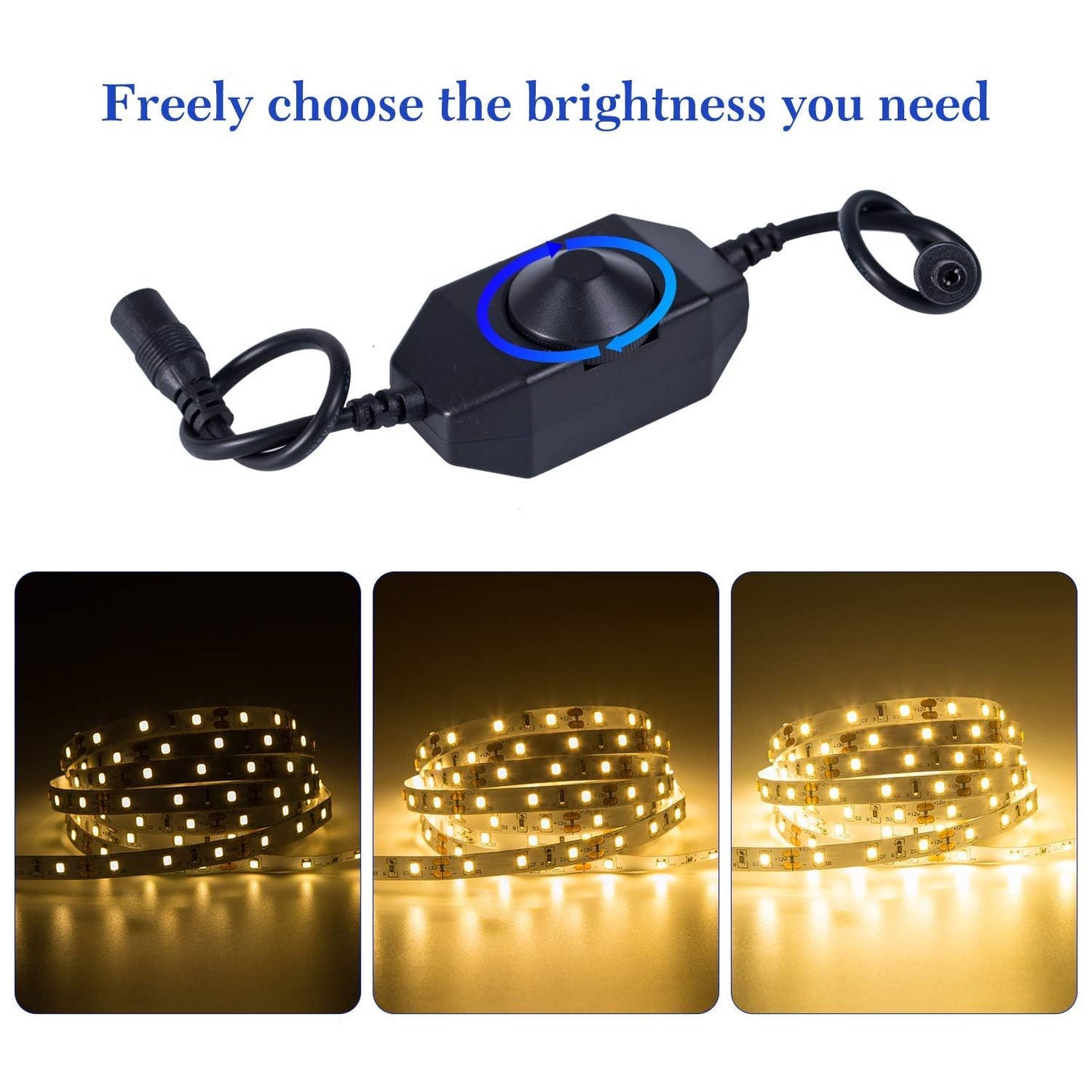 GUOTONG Warm LED Strip Lights, Waterproof 300 SMD 2835, 12V Flexible Ribbon, 16.4ft, Yellow, Kitchen/Outdoor Lighting