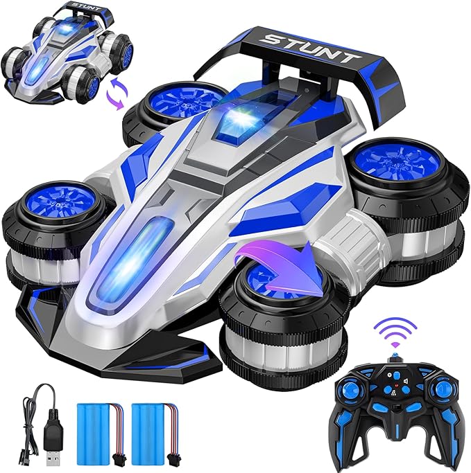 High Speed Drift Remote Control Stunt Deformation Car, Birthday Gifts, for Boys and Girls 4-16 Years Old (Blue)