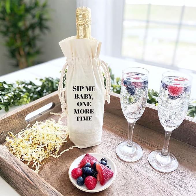 Andaz Press Mothers Day Wine Bag, Sip Me Baby, One More Time, Mothers Day Wine Bottle Cover, Mother's Day Gifts, Canvas Wine Gift Bag Champagne Bottle Bag Wine Bags For Wine Bottles Gifts 1-Pack