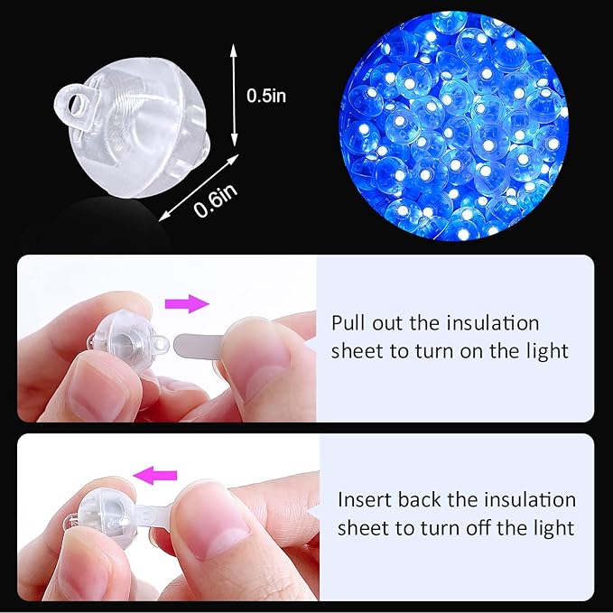 ZGWJ 100PCs Flash Mini Led Lights for Paper Lantern, Blue Led Balloons Light up Balloons for Neon Party Lights Easter Eggs Christmas Halloween Birthday Party Wedding Decoration