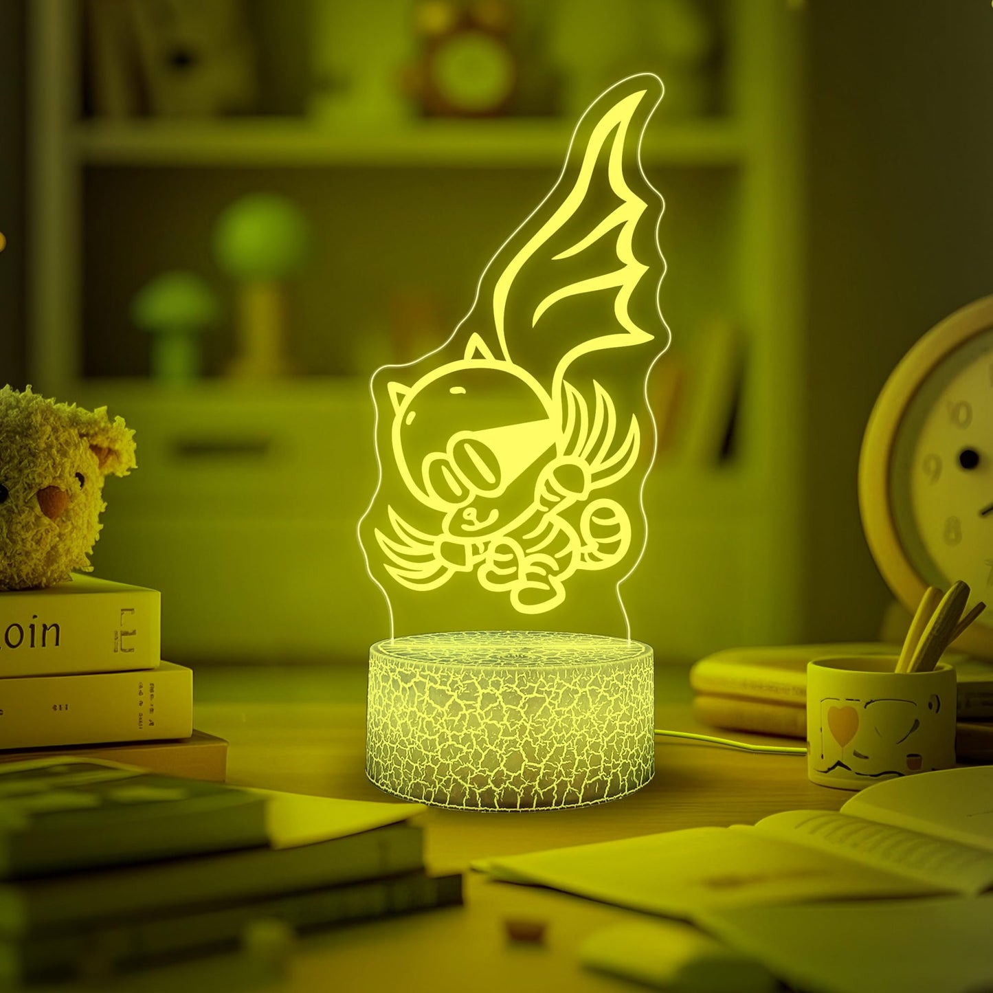 WMAT Officially Licensed Dog Man Night Light - Cat Kid LED Glow Light with Removable 7 Colors Base, Kids Bedroom Decor Bedside L