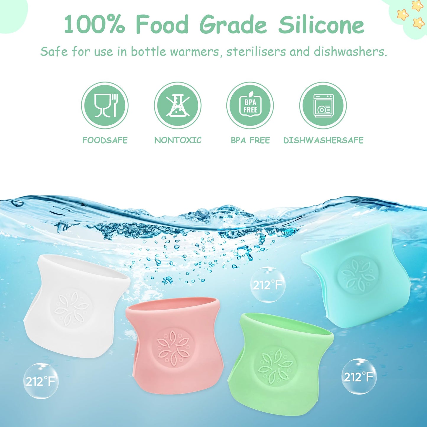 4 Pack Silicone Sleeves for Philips Avent Glass Bottle 4 oz, Anti Breakage Baby Bottle Holder, Compatible Philips Avent Glass Natural Baby Bottle 4 oz, Anti-Scald, BPA Free