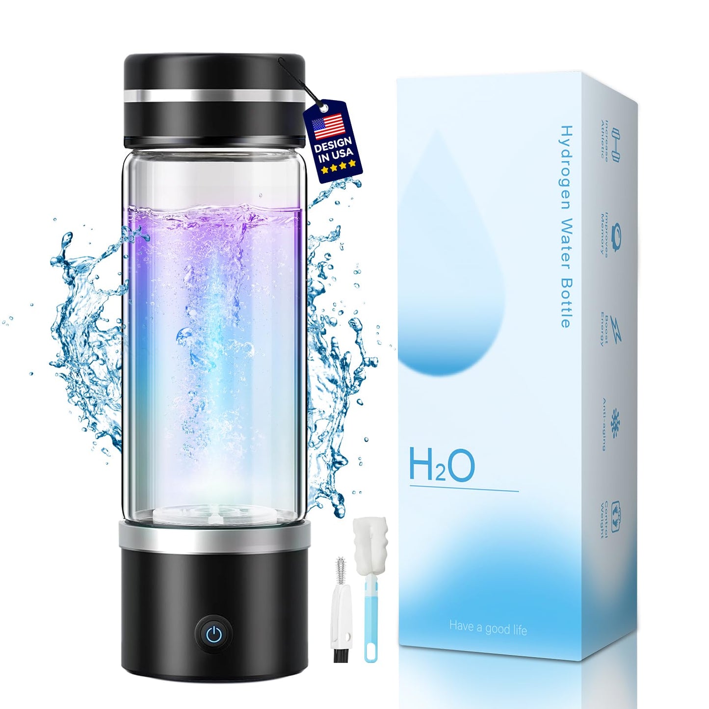4.0 Upgrade Hydrogen Water Bottle & Double Hydrogen Content 【NO.1-100% Odorless】【SGS Certification - 4000PPB】 Hydrogen Water Bottle - 2025 SPE PEM Technique, Applicable to Various Water