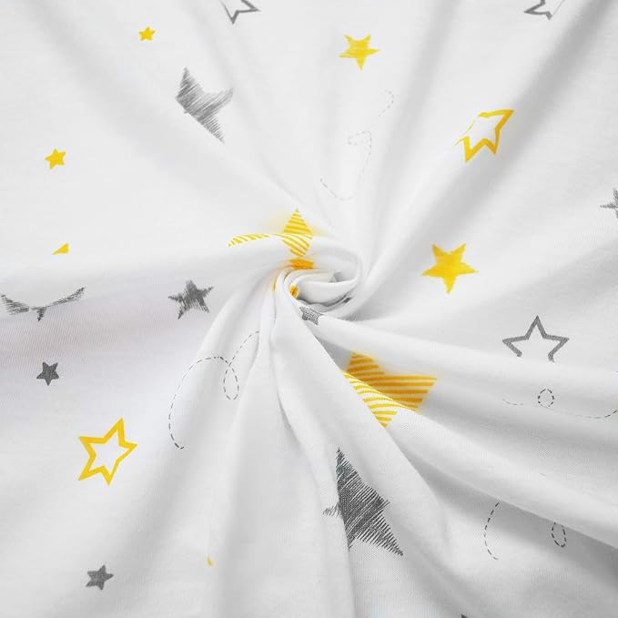 American Baby Company Printed 100% Cotton Knit Fitted Contoured Changing Table Pad Cover - Compatible with Mika Micky Bassinet, Golden Yellow Stars, for Boys and Girls