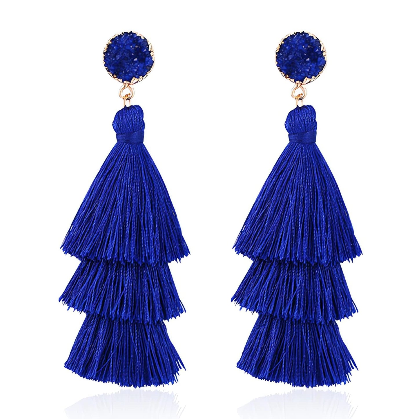 Boho Statement Tassel Clip On Drop Dangling Fringe Vacation Beach Bride Bachelorette Costume Prom Earrings - Non Piercing Jewelr