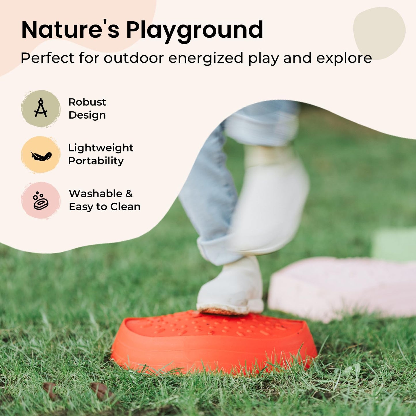 Tiny Land Stepping Stones for Kids, 5pcs Non-Slip Toddler, Sensory for Promoting Toddler's Balance & Coordination Skills, Stepping Stones for Toddlers 3-5
