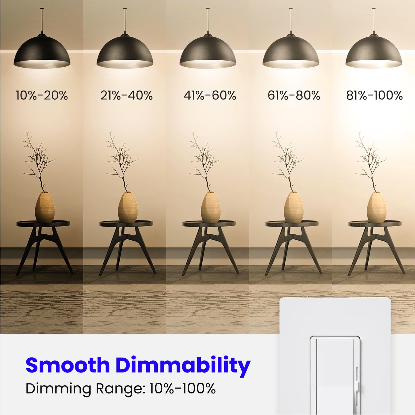 Feit Electric A19 LED Light Bulb, 60W Equivalent, Dimmable, 800 Lumens, 3000K Bright White, 4 Pack, Model OM60DM/930