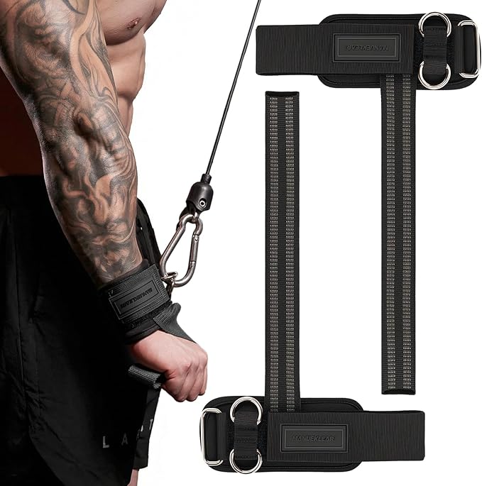 MANUEKLEAR Non-Slip Wrist Straps for Weightlifting Deadlifting, Gym Lifting Straps with D Rings for Cable Machine Workout,...