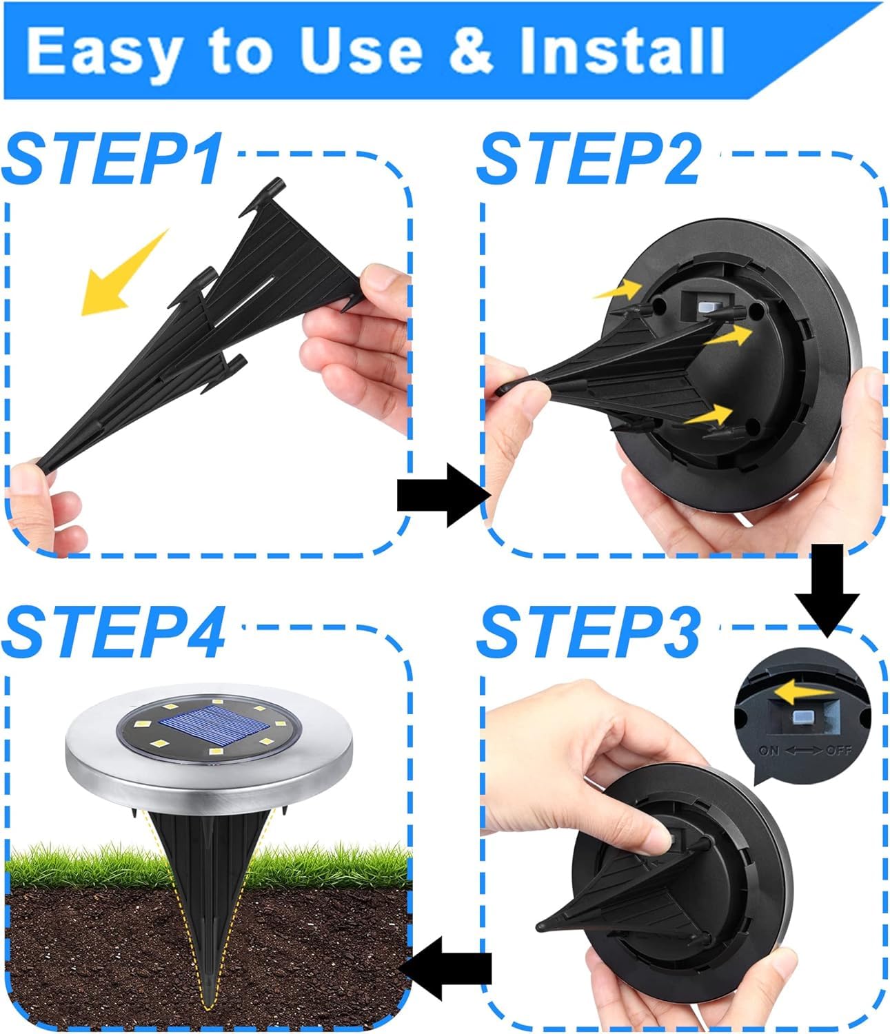 Rayolon Solar Ground Lights, Waterproof Solar Garden Lights, Upgraded Outdoor Garden Waterproof Bright in-Ground Light, Landscape Lighting for Pathway,Yard,Deck,Lawn,Patio,Walkway (12 Pack Warm Light)
