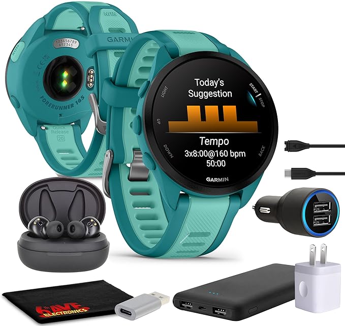 Garmin Forerunner 165 Music GPS Running Smartwatch, Fitness Tracker Smart Watch for Women and Men Bundle with Accessories...