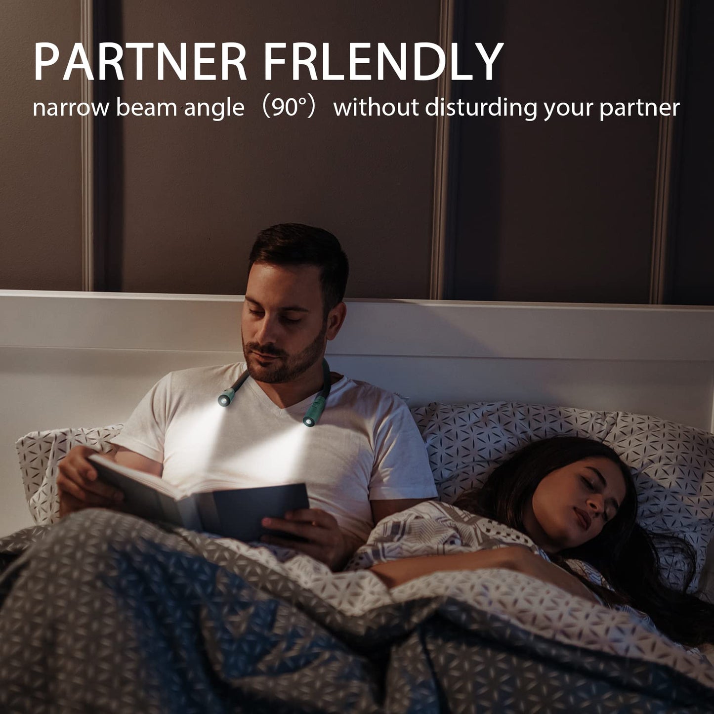 LUXJET Neck Reading Light & Book Light for Reading in Bed - Hands Free, 6 Brightness Levels, 360° Flexible Arms, 80-Hour Rechargeable - Reading, Knitting, Camping, Repairing - Gifts for Book Lovers