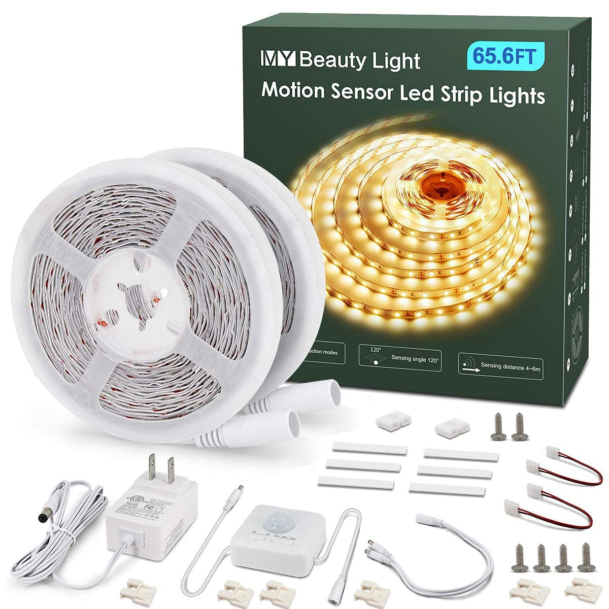 My Beauty Light Motion Activated Led Strip Lights, 65.6Ft Warm White Led Rope Lights, Model Rg103 For Under Cabinet & Kitchen