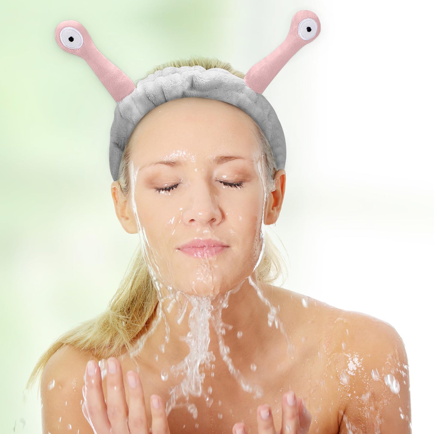 Cute grey Snail Headband, to Wash Face for Women Makeup Shower Spa Headband