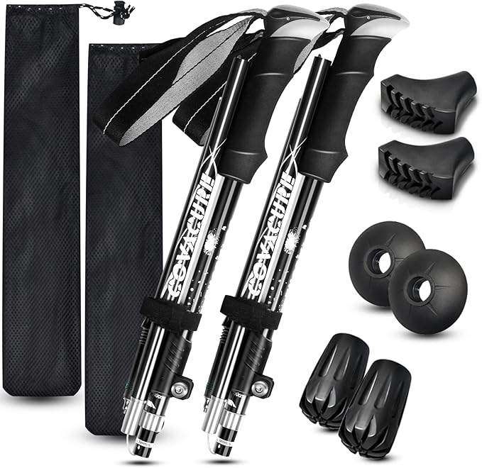 Covacure Hiking Poles Collapsible Trekking Poles - Aluminum Alloy 7075 Walking Sticks for Hiking with Telescopic & Foldabl...
