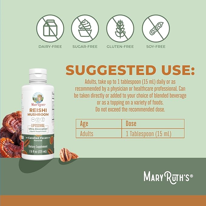 MaryRuth Organics Reishi Liposomal (Candied Pecan) & Vitamin D3 Liposomal (Mixed Berry) |Clean Label Project Verified® | Vitamins for Immunity, Calm, & Overall Wellness | Vegan, Non-GMO, Gluten-Free