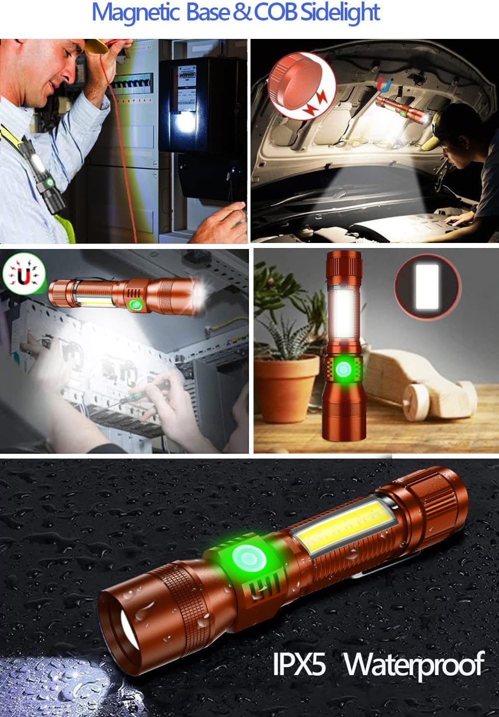 Black Light Uv Flashlight Rechargeable  3In1 Super Bright Tactical Flashlights Led Uv Black Light &Redlight  1500Lumen 7Modes  Zoomable  Waterproof Pocket Flashlight For Pet Stains Detection Camping