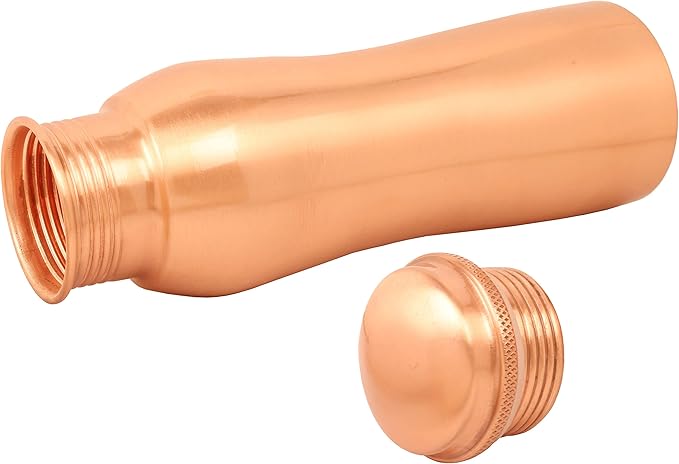 Pure Copper Water Bottle - Handcrafted - Ayurveda health benefits - Large 25.36 oz - Leak proof, Easy to carry for Sports, Fitness, Yoga, School - Natural Copper Finish