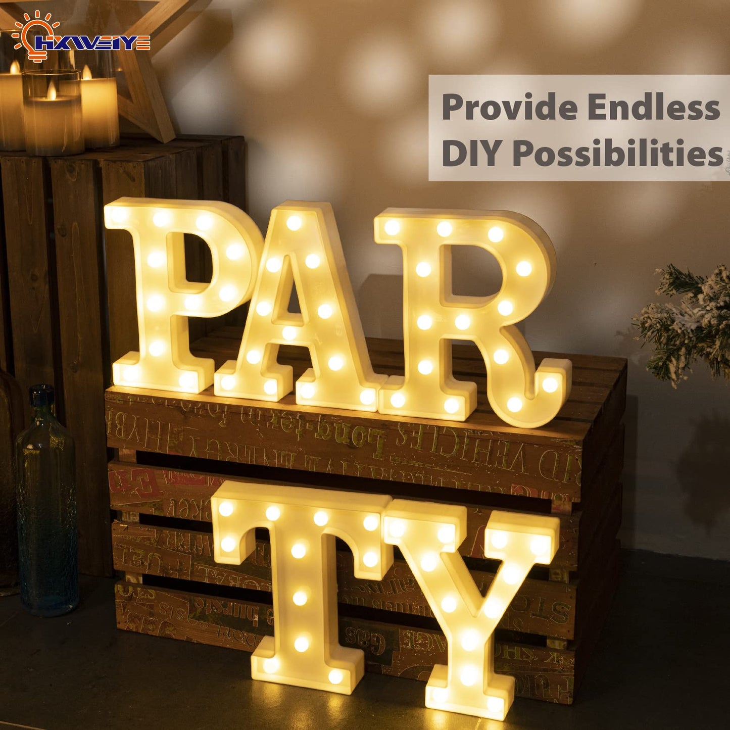 HXWEIYE LED Marquee Light Up Letter P, Warm White Plastic Sign for Party, Birthday, Bar, Battery Powered