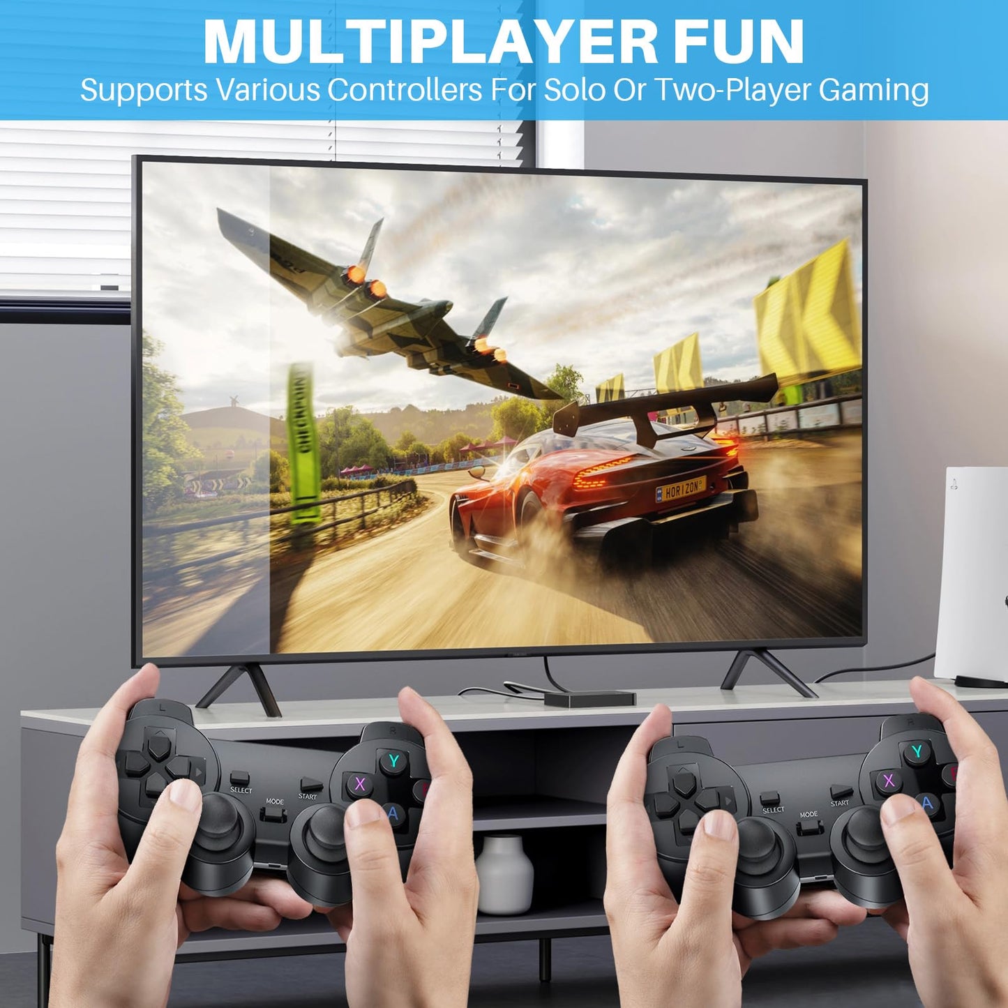 2025 Newest Retro Game Console, 20000+Games Wireless Home Video Game Console with 2 Wireless Handles, 64G HDMI TV Plug and Play PSP Arcade Stick, Support Dual TV Output, Gift for Kids & Adults