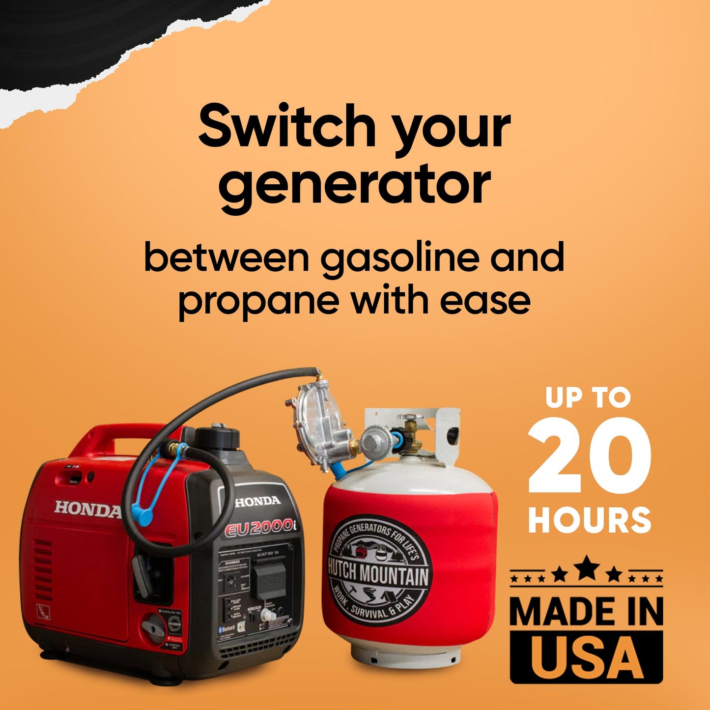 Hutch Mountain Generator Propane Conversion Kit Honda Eu2000I - Tri-Fuel Conversion For Propane, Gasoline & Natural Gas - Portab