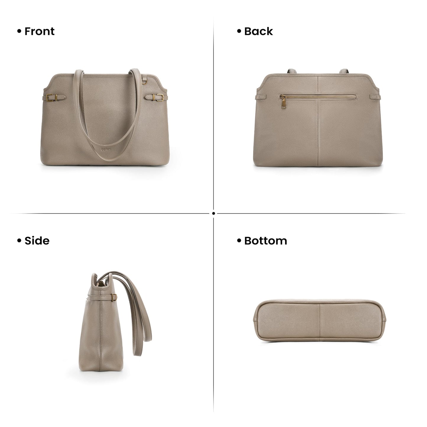 befen Genuine Leather Tote Bag for Women, Woman Designer Totes Purse Handbags with Top Handles Satchel Purses for Daily & Travel Taupe
