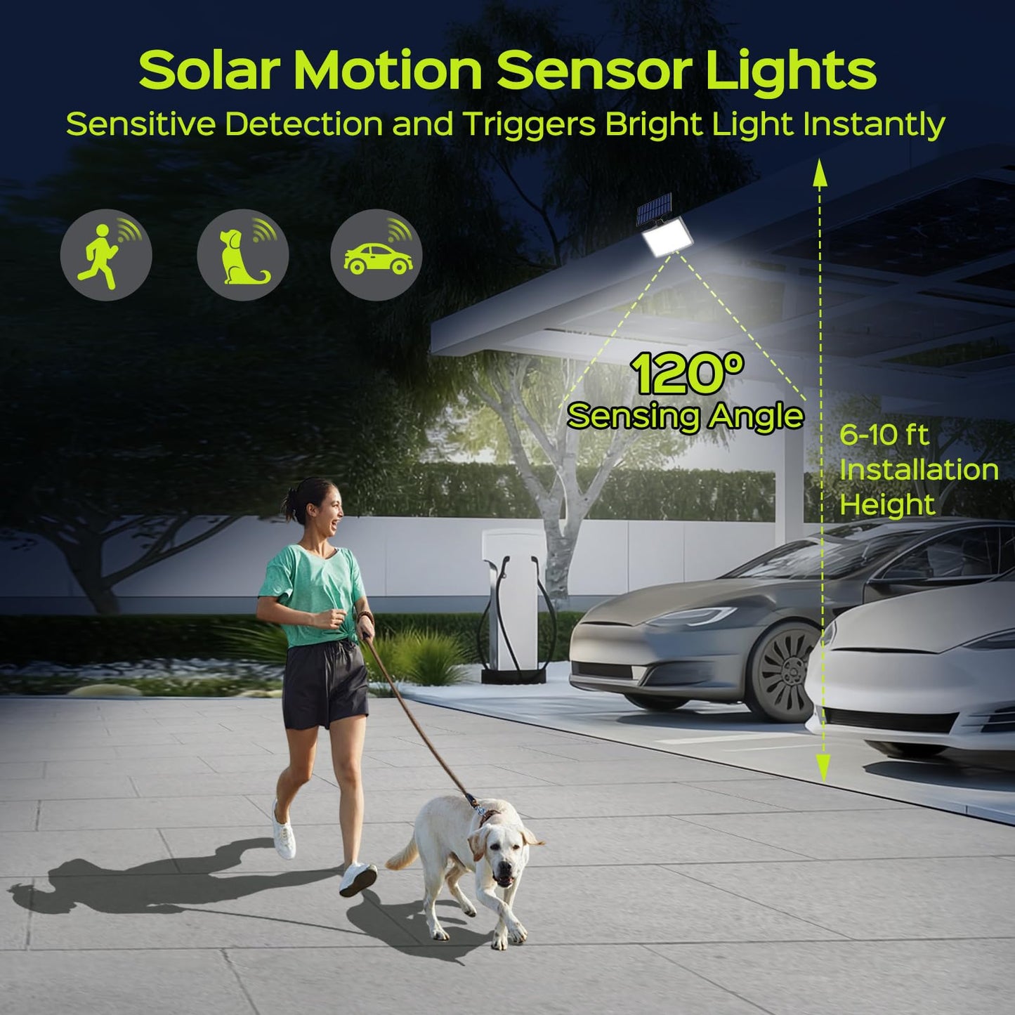 ABODONG Solar Lights Outdoor, 128 LEDs Flood Light, Motion Sensor, Remote Control, 1 Pack, Black, Model TBD-28