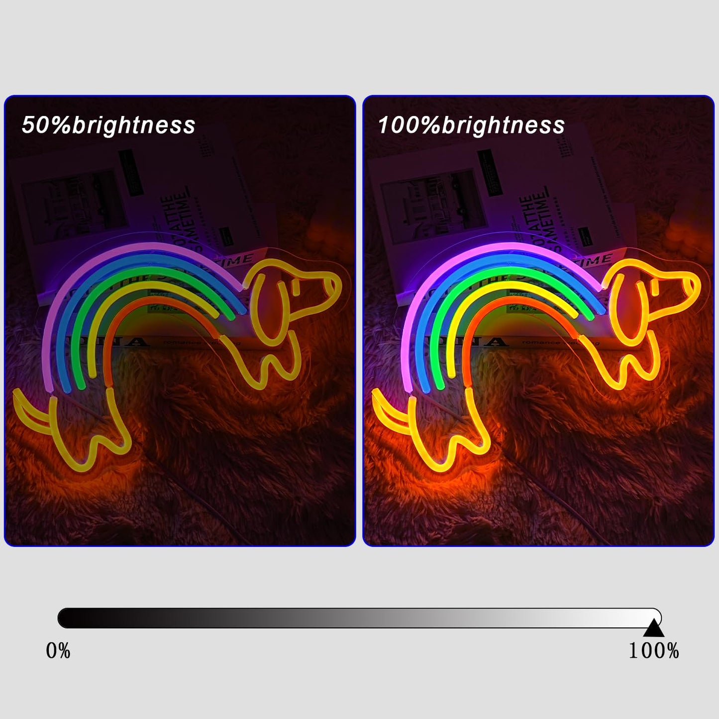 Gyaksjm Rainbow Dachshund Neon Sign For Wall Decor Dimmable Dog Neon Light Cute Puppy Neon Light Sign Rainbow Light Signs For Pet Shop Kid Room Bedroo Dog Lovers Pride Gifts