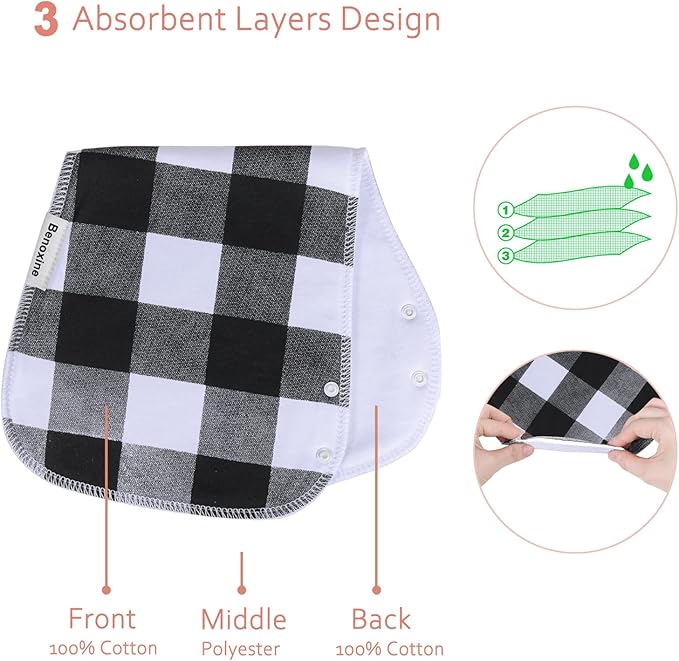 Baby Burp Cloths & Baby Bibs 2-in-1 Design Large Size 3 Layers Thicken Cotton Super Absorbent and Soft Baby Spit Up Burping Rags Baby Burp Cloth Set for Boys and Girls Solid 12 Pack