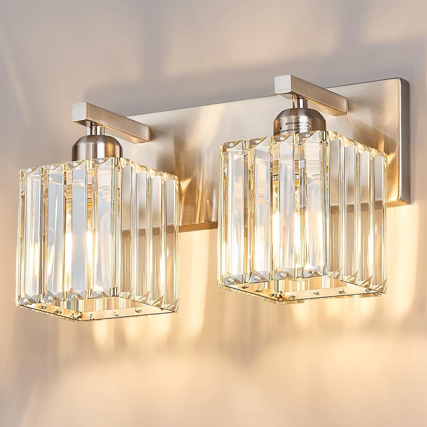 FDPBY Modern Vanity Light 3-Light Brushed Nickel Crystal Bathroom Fixture Model 002