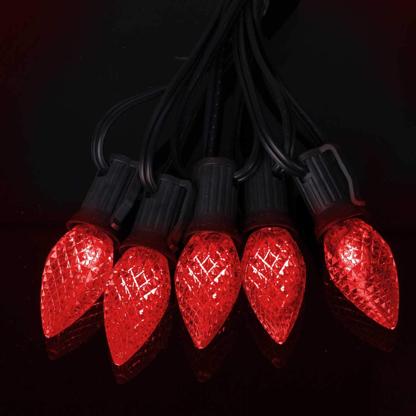 Brightown 100 Pack Red C7 Led Replacement Bulb For Christmas String Lights - Shatterproof E12 Candelabra Base Commercial Grade Bulbs For Patio  Roofline Lighting Decor