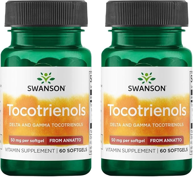 Swanson Deltagold Tocotrienols - Annatto & Vitamin E Tocotrienols - 99% Tocopherol Free (60 Softgels, 50mg Each) (2 Pack)